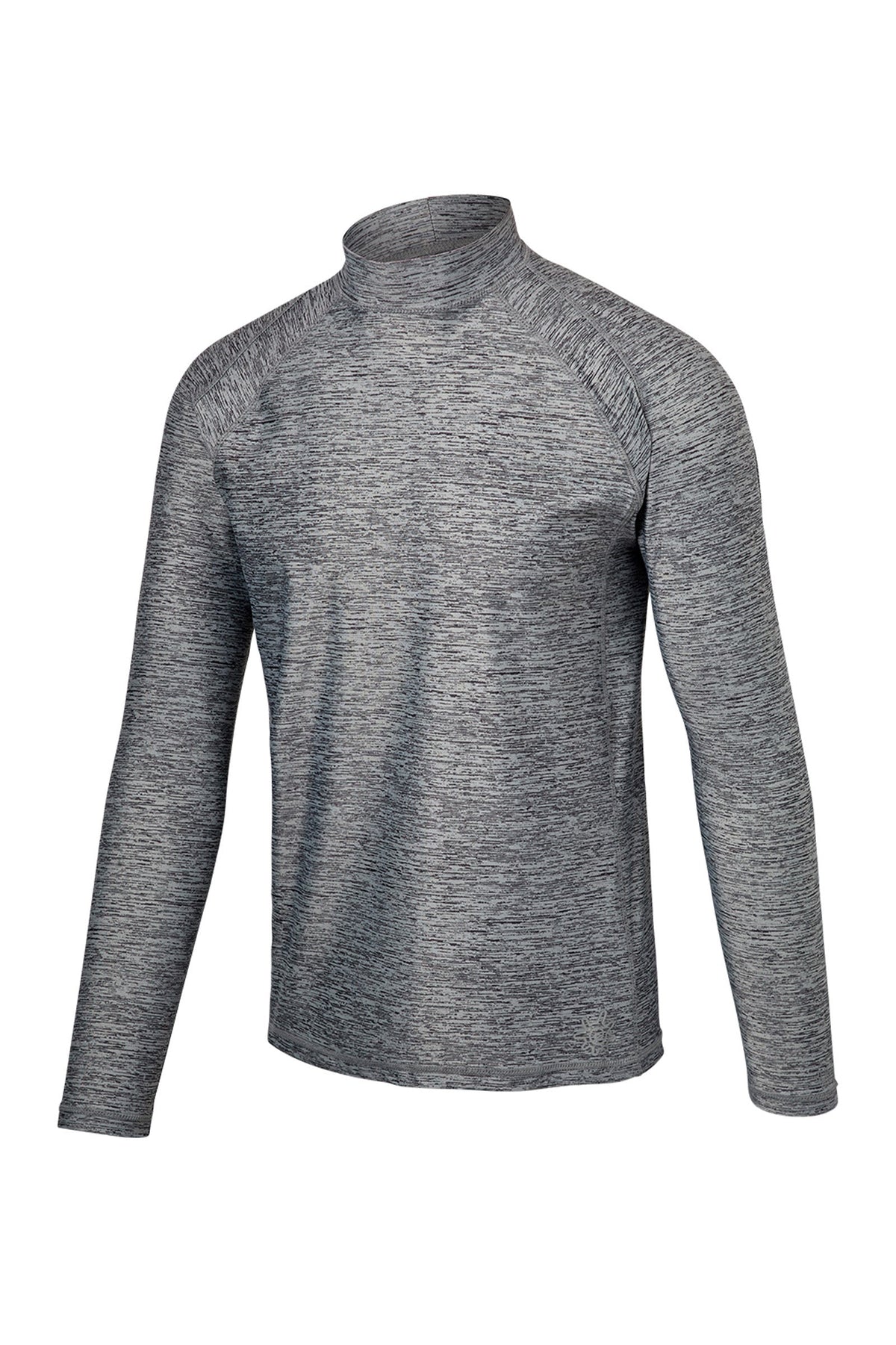 side view of the men's long sleeve active swim shirt in grey