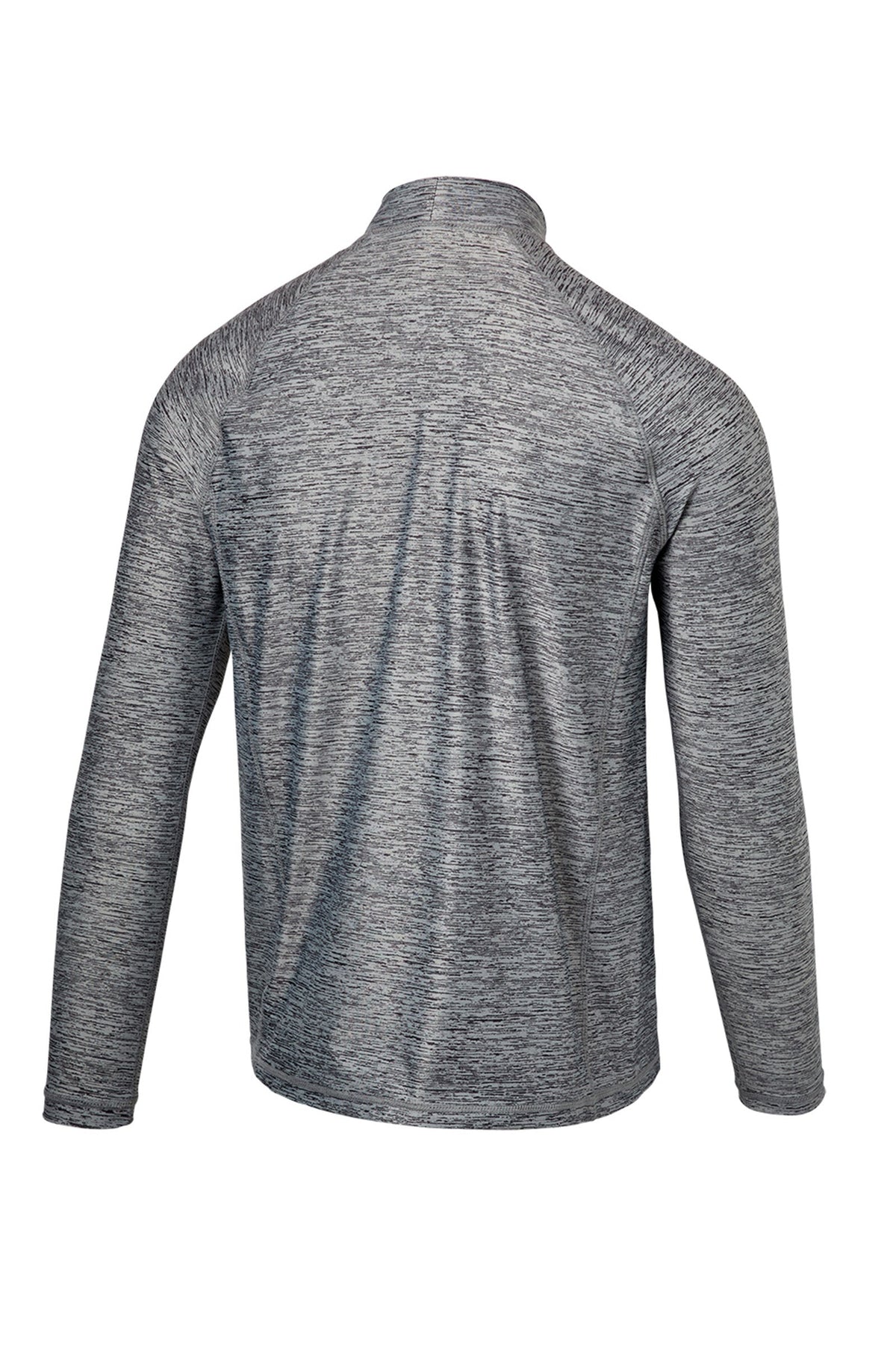 back view of the men's long sleeve active swim shirt in grey