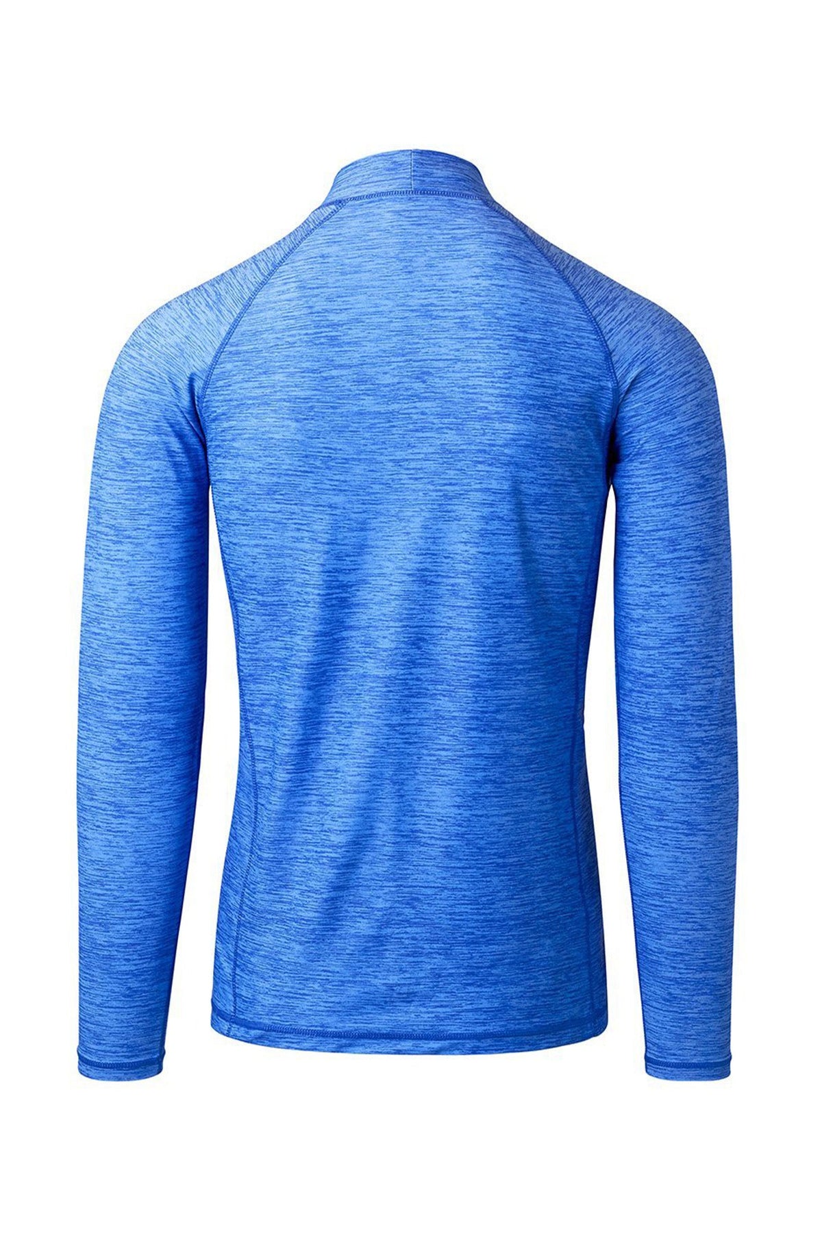 back view of the men's long sleeve active swim shirt in light blue