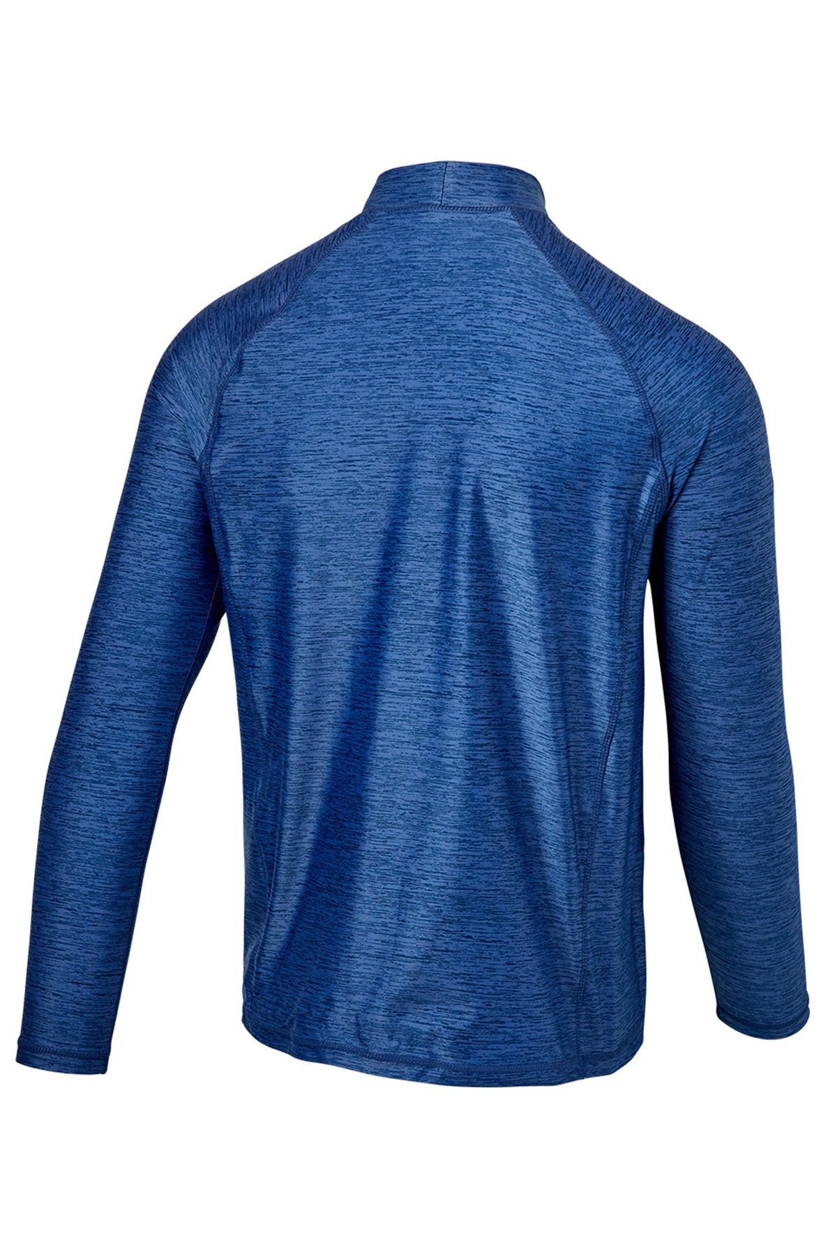 back view of the men's long sleeve active swim shirt in washed navy