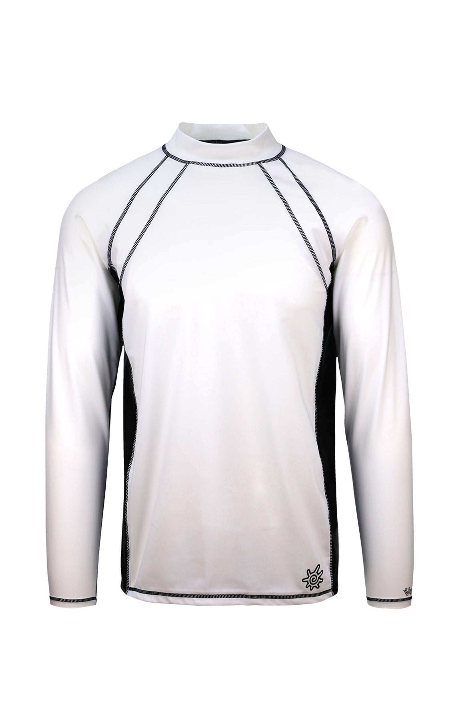 men's long sleeve active swim shirt in white black|white-black