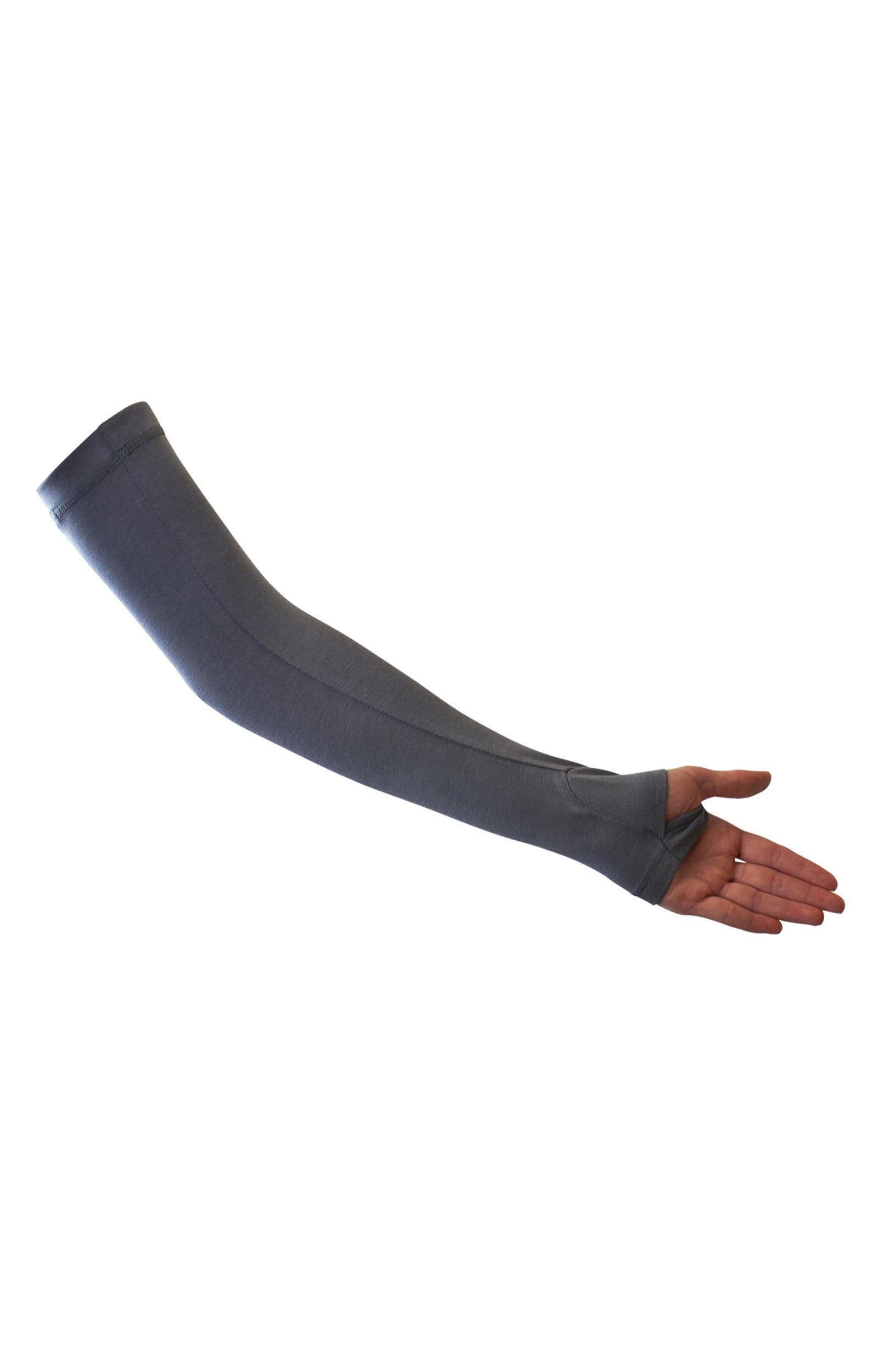 View of Bamboo Sun Sleeves in Steel Grey|steel-grey