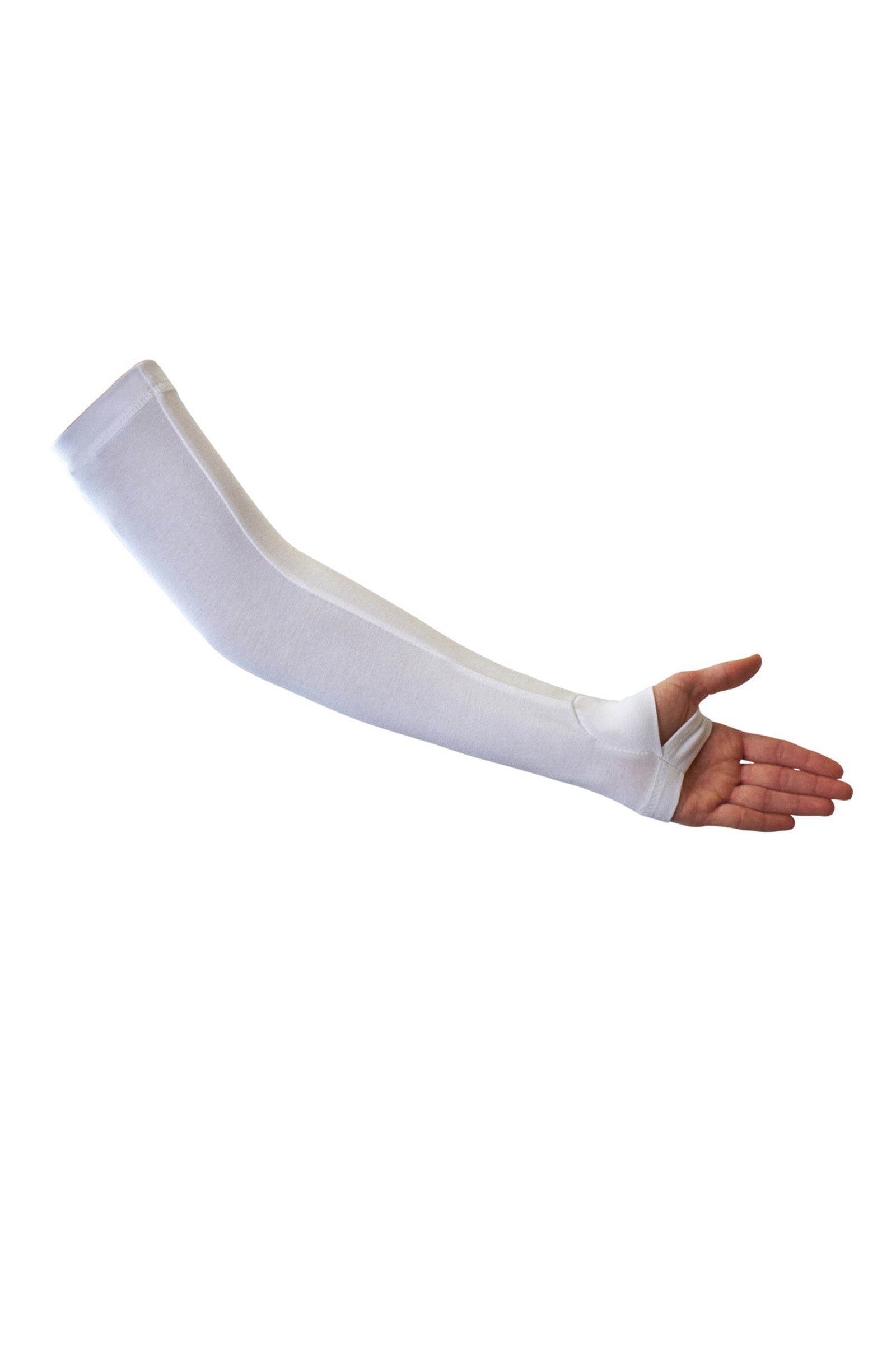 View of Bamboo Sun Sleeves in White|white