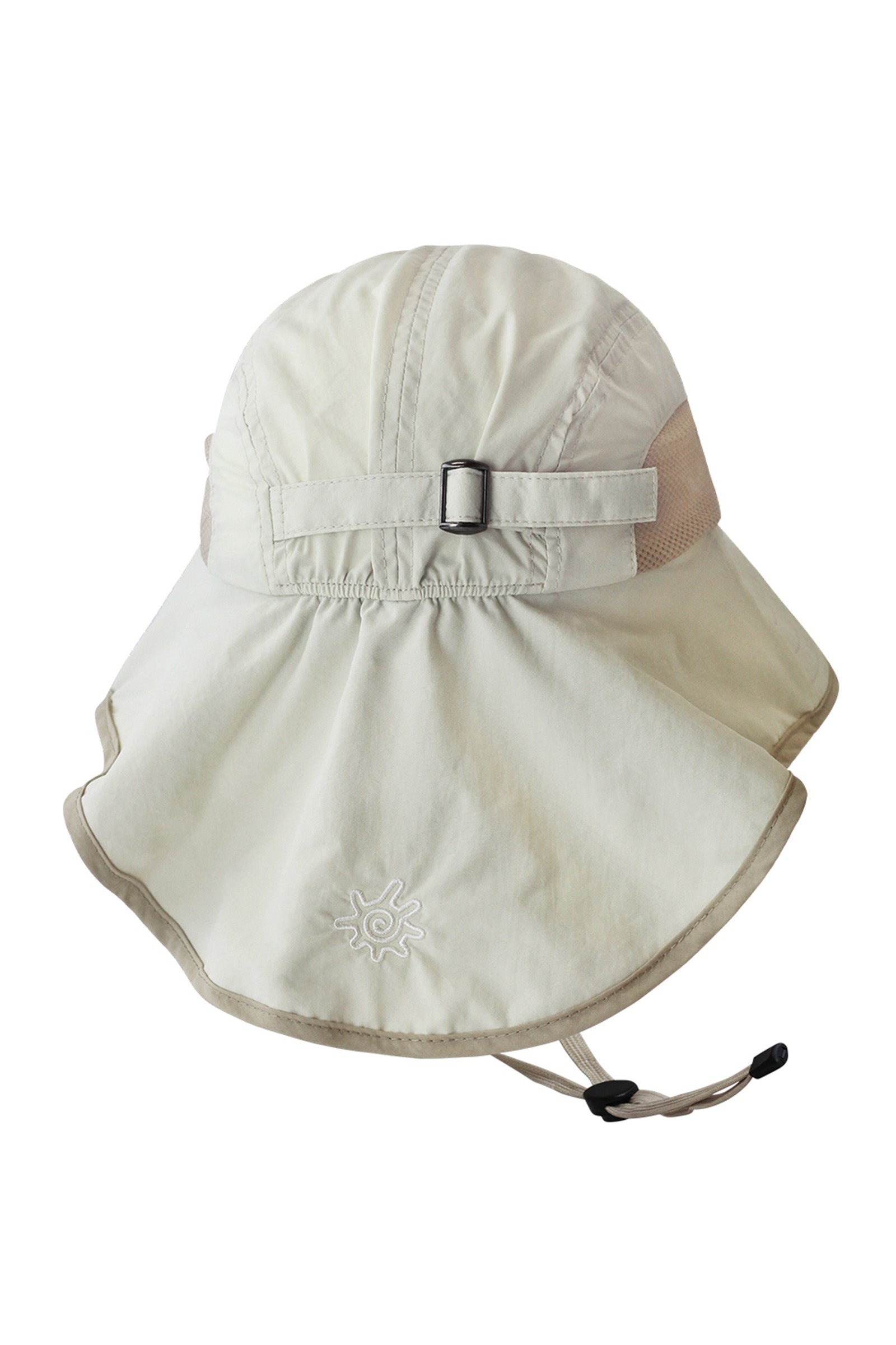back of the wide brim sun shade hat in cream tan|cream-tan