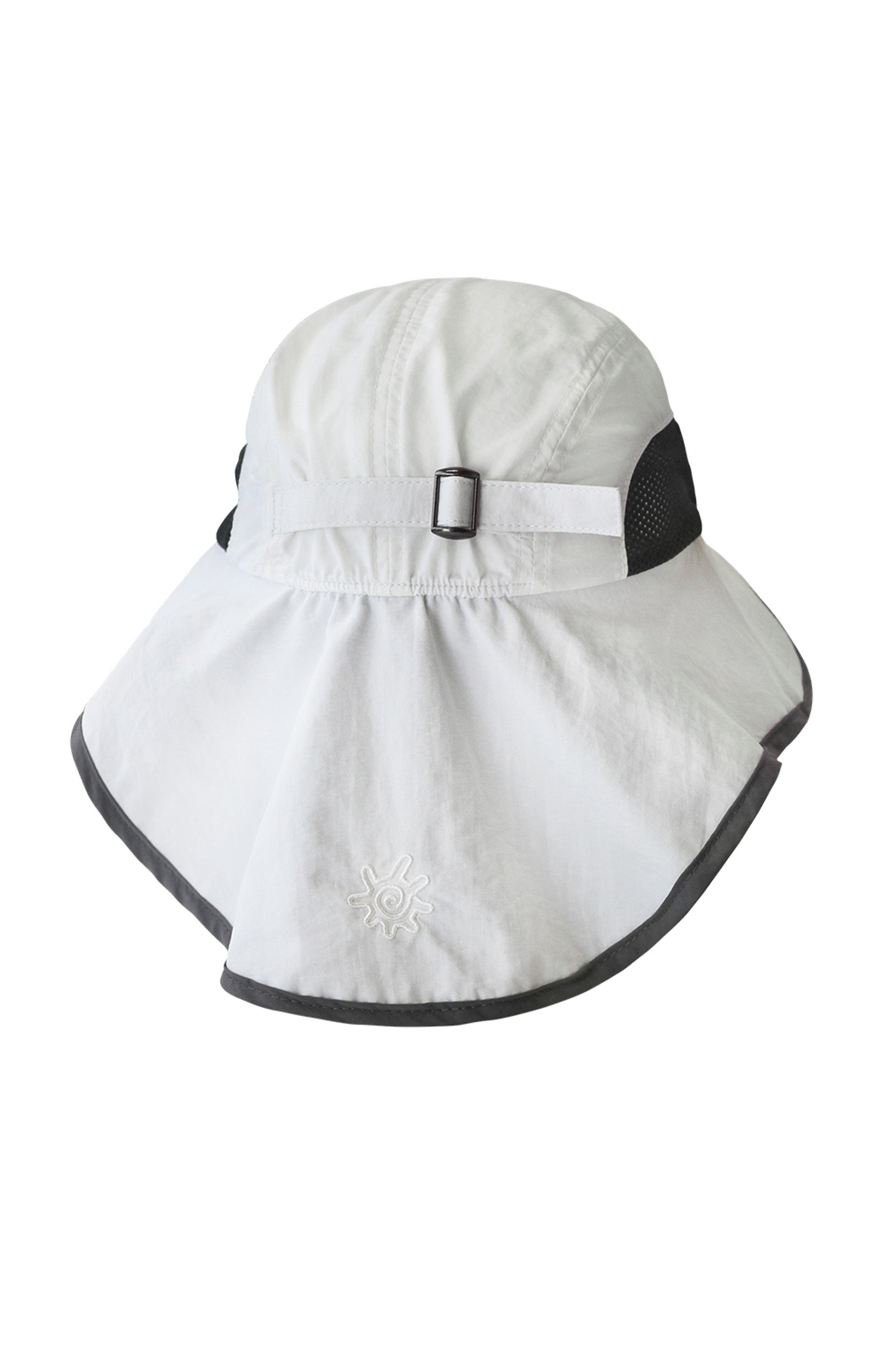 back of the wide brim sun shade hat in white steel grey|white-steel-grey