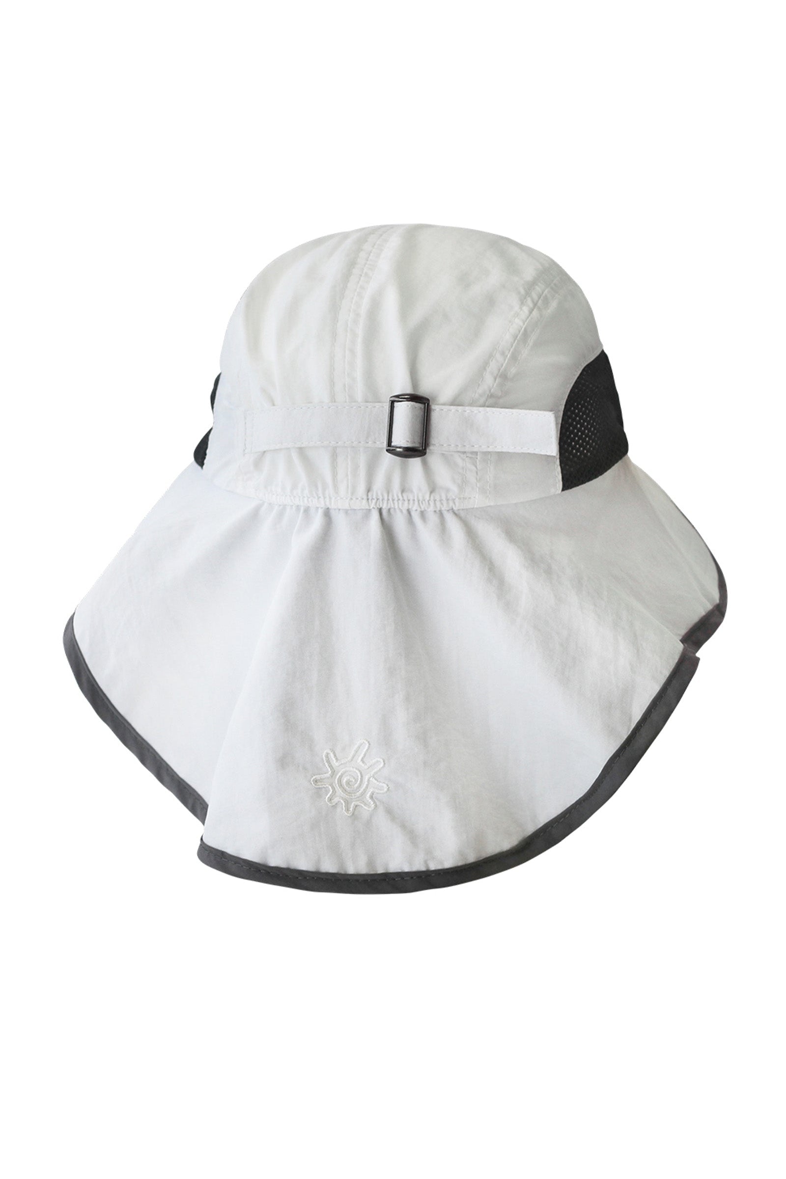 back of the wide brim sun shade hat in white steel grey|white-steel-grey
