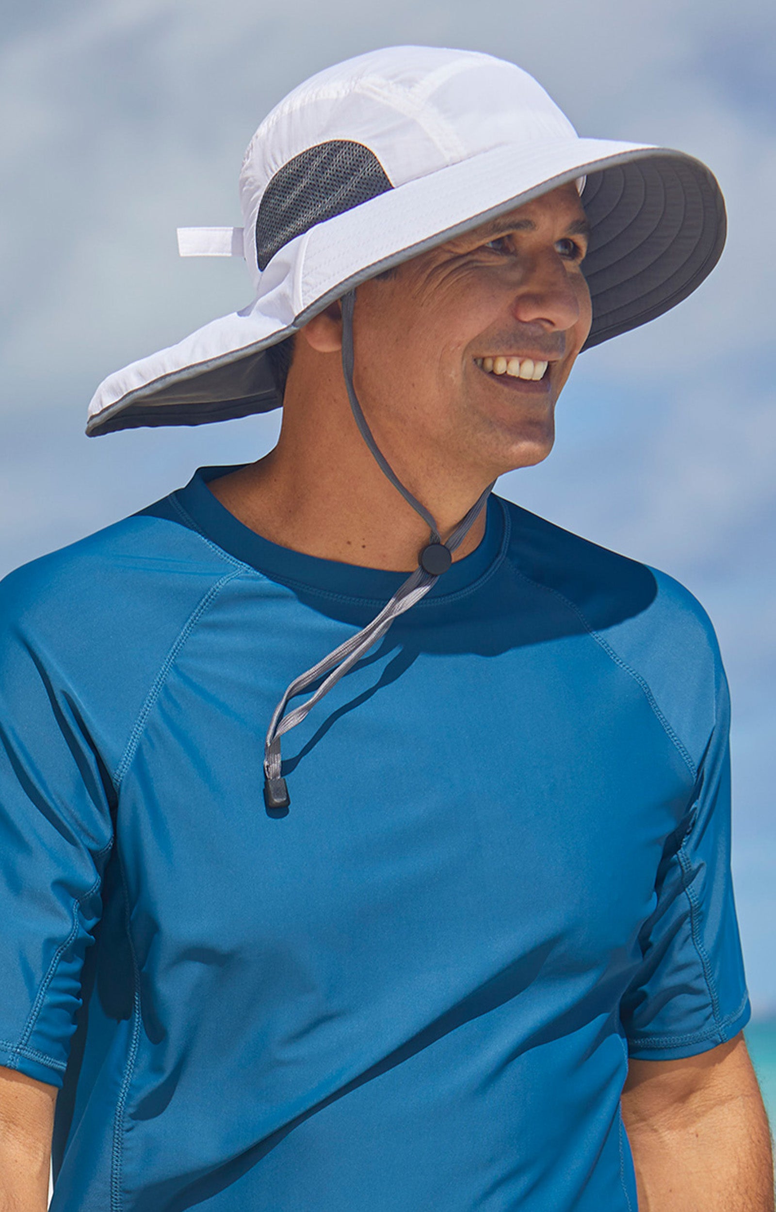 wide brim sun shade hat in white-steel-grey|white-steel-grey