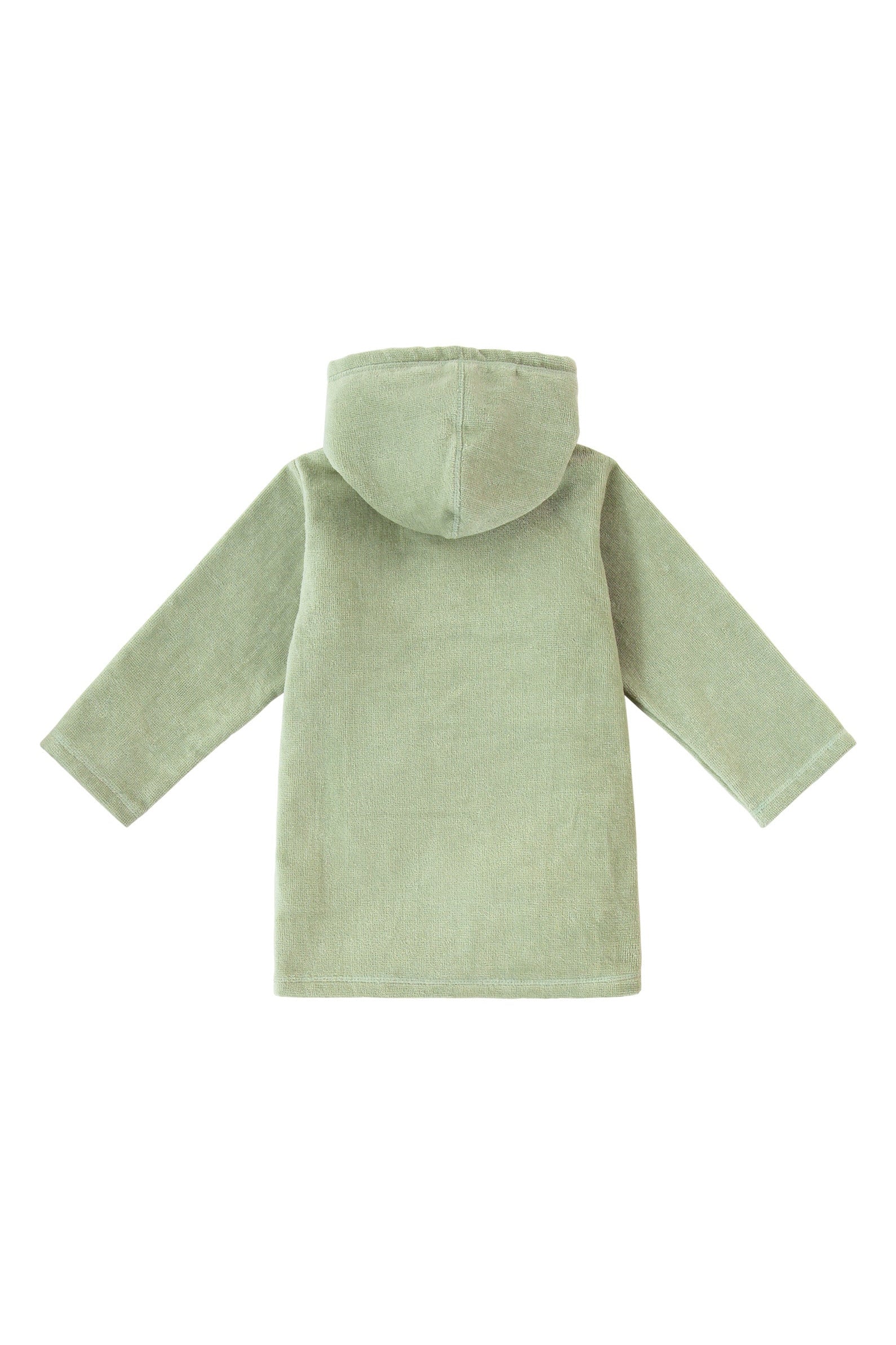 back view of kids hooded terry beach cover up|frosty-green