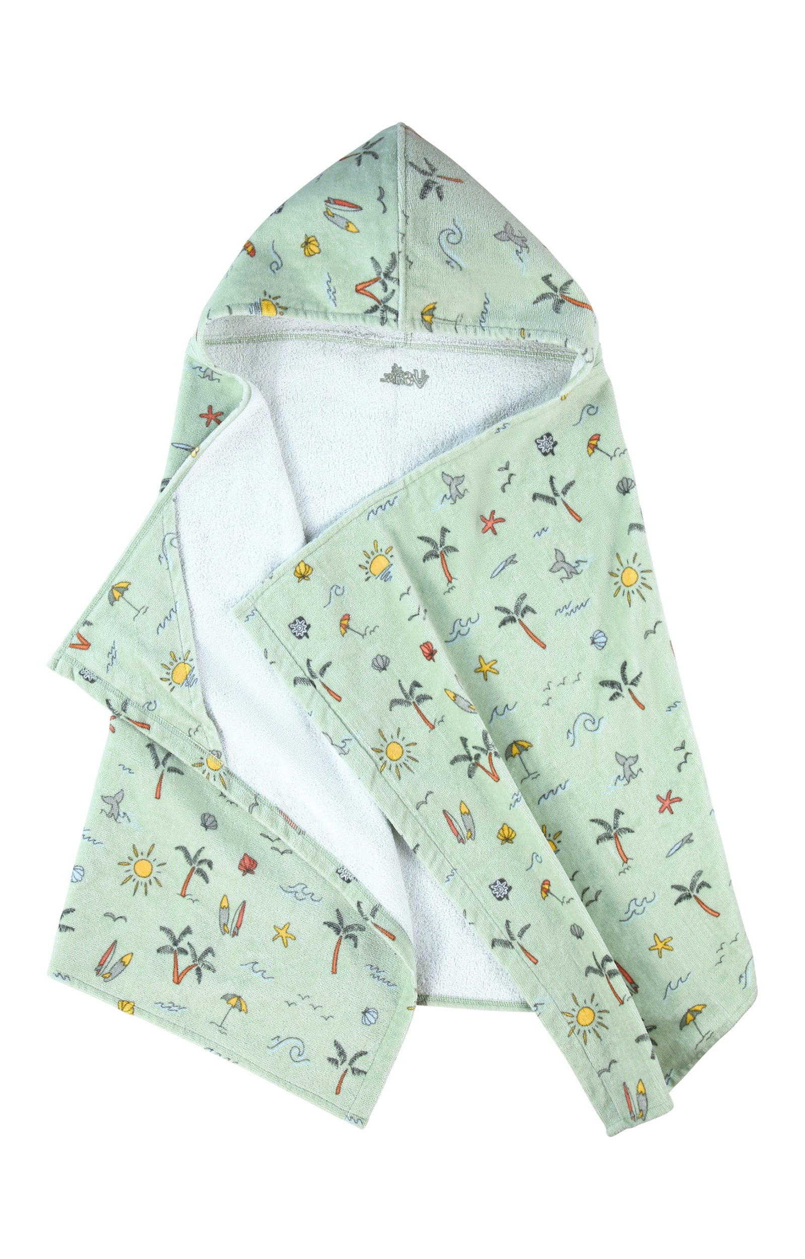 kids hooded beach towel in frosty green tropical trip|frosty-green-tropical-trip