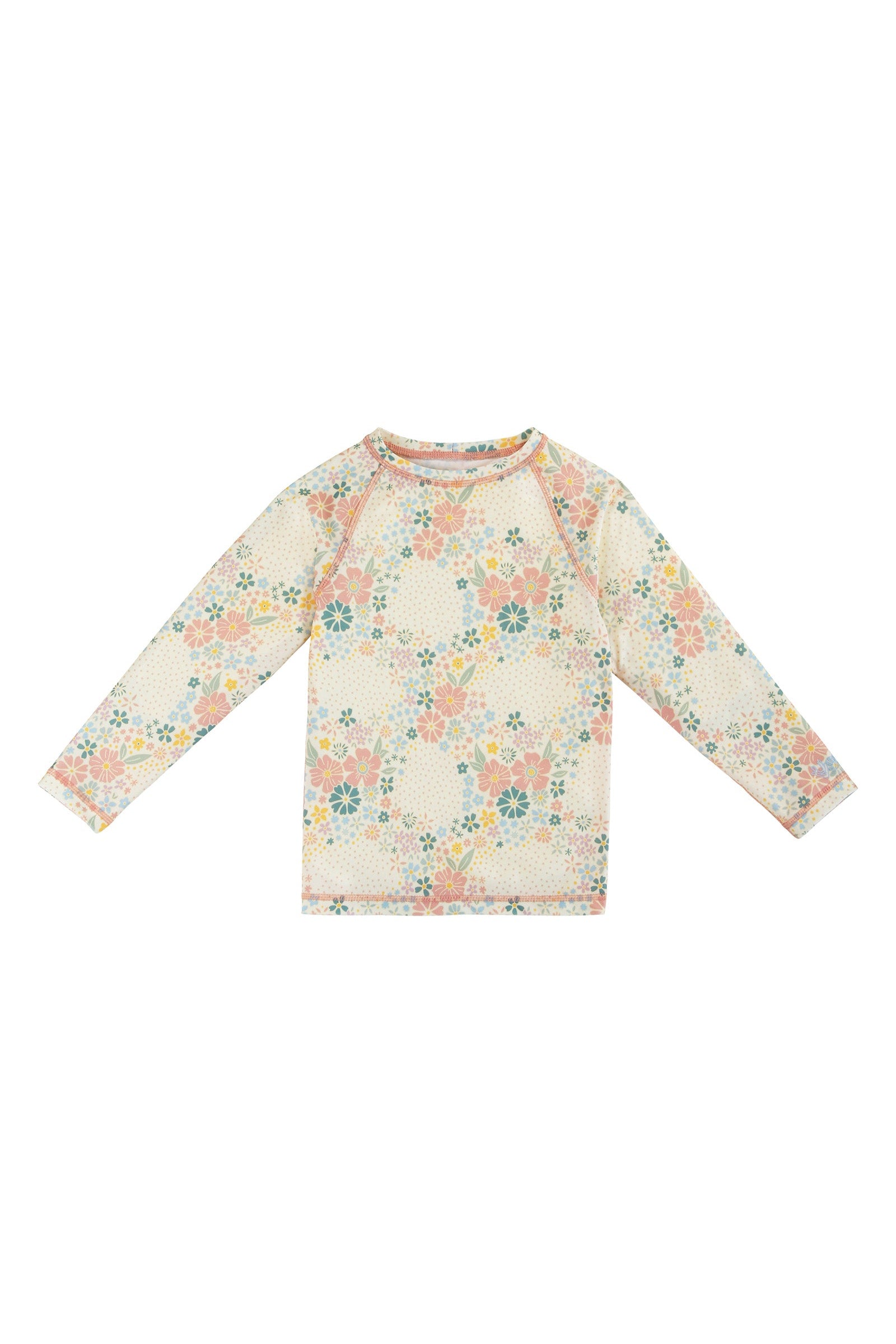 kids long sleeve crew sunny swim shirt in secret garden|secret-garden