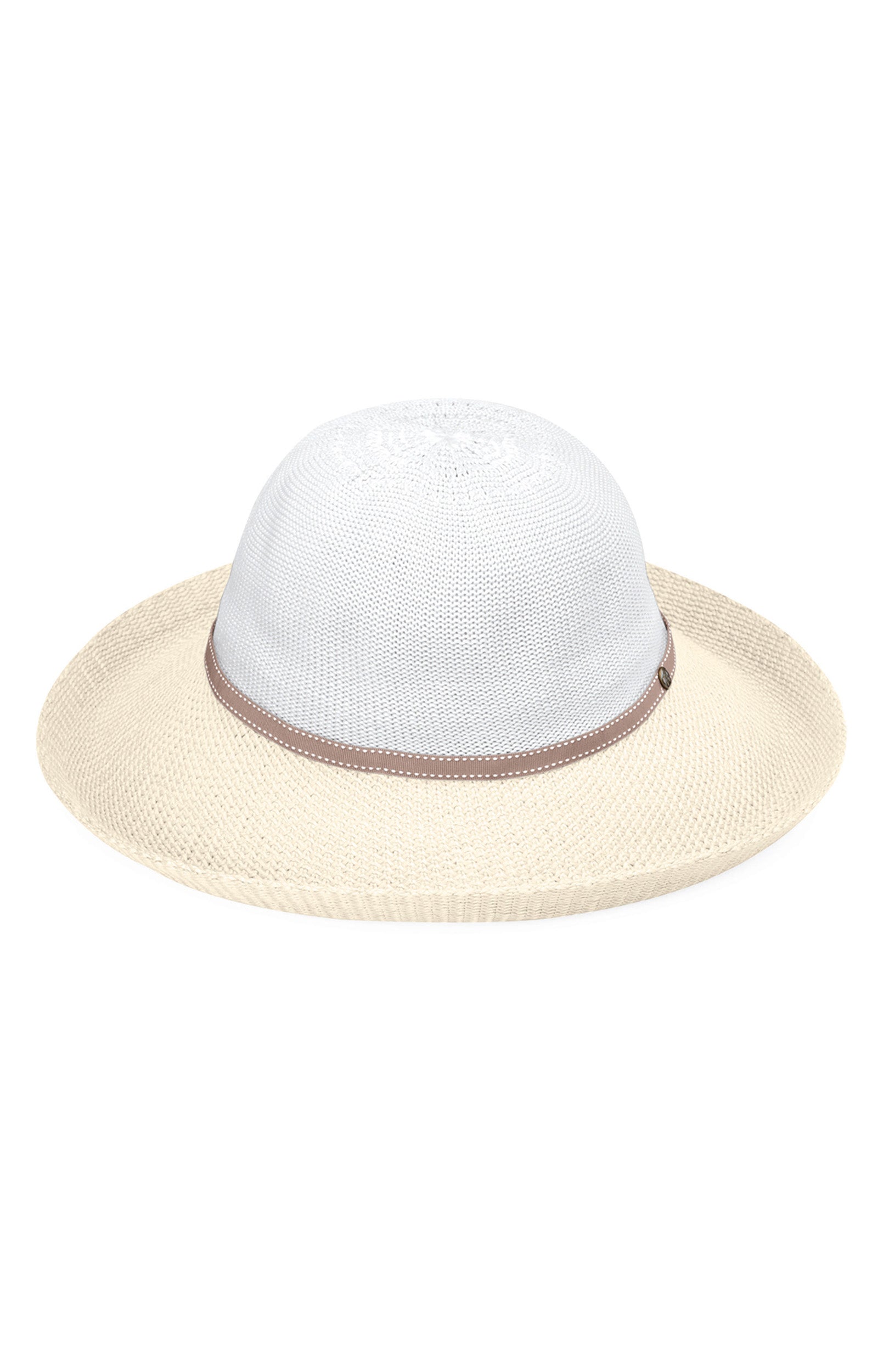 women's two toned sun hat in white natural|white-natural