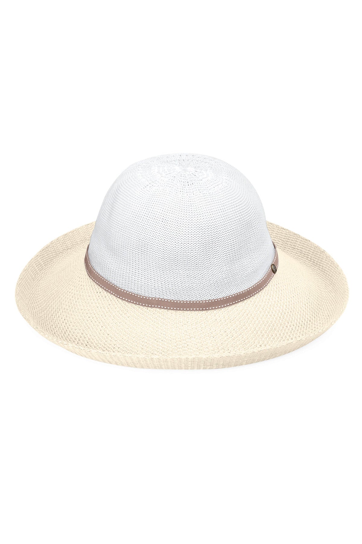women's two toned sun hat in white natural|white-natural