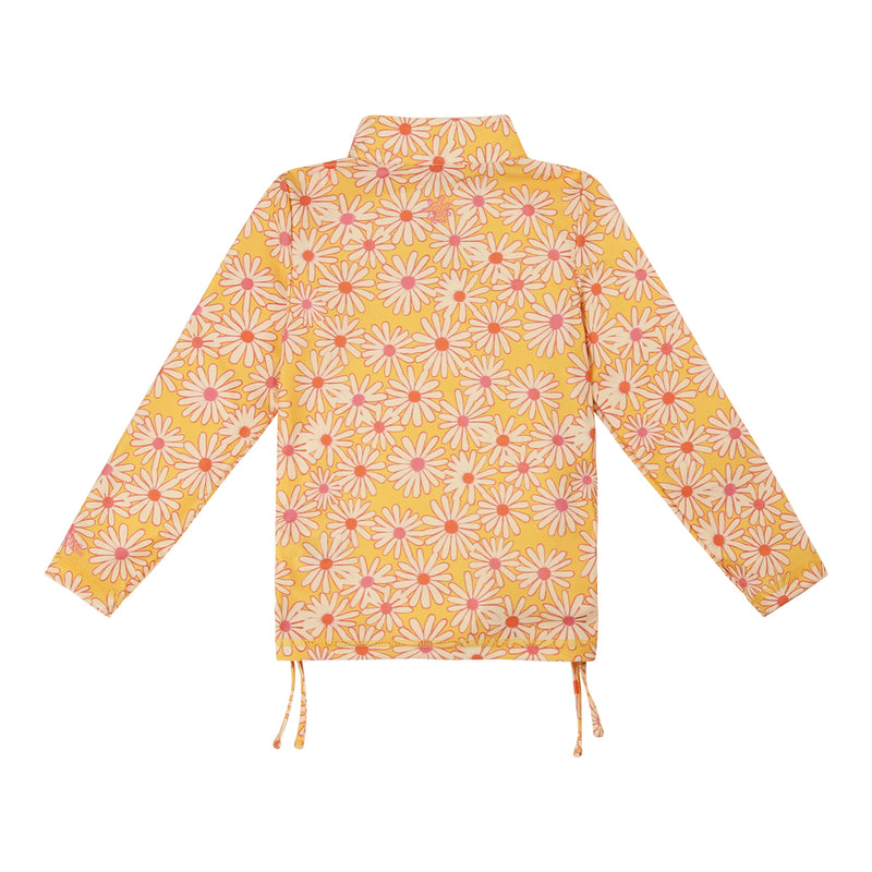 Girl's Half Zip Ruched Sun and Swim Shirt|sunshine-daisies