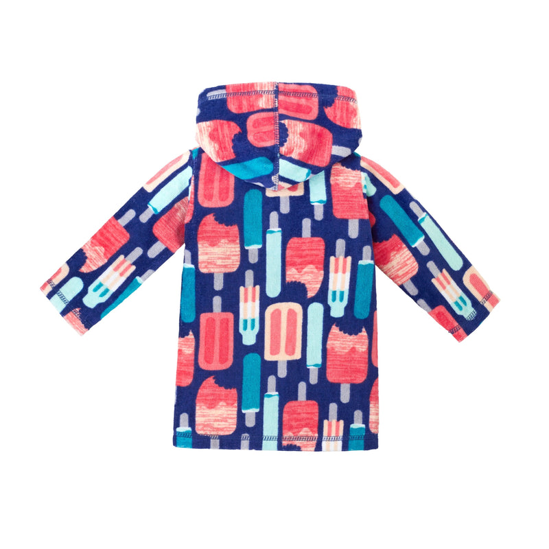 Back of the Baby Girl's Hooded Terry Beach Cover-Up in Popsicles|popsicles