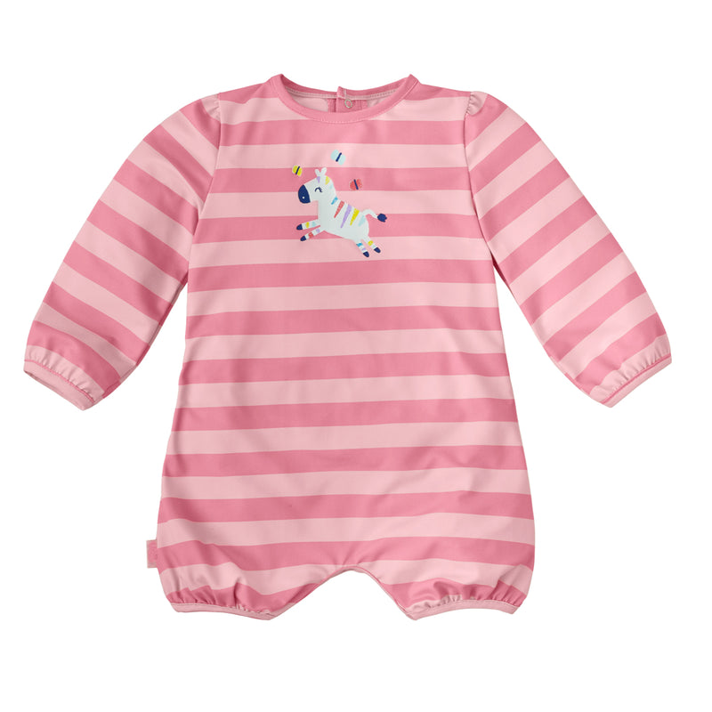 baby girl's one-piece swimsuit in pink zebra stripe|pink-zebra-stripe