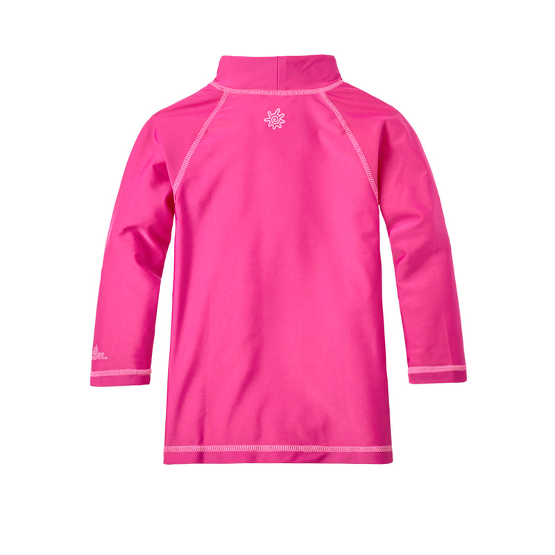 back of the baby long sleeve swim shirt in hot pink|hot-pink