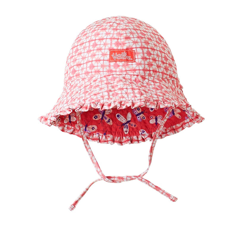Reversed View of the Baby Girl's Reversible Sun Hat in Butterflies|butterflies