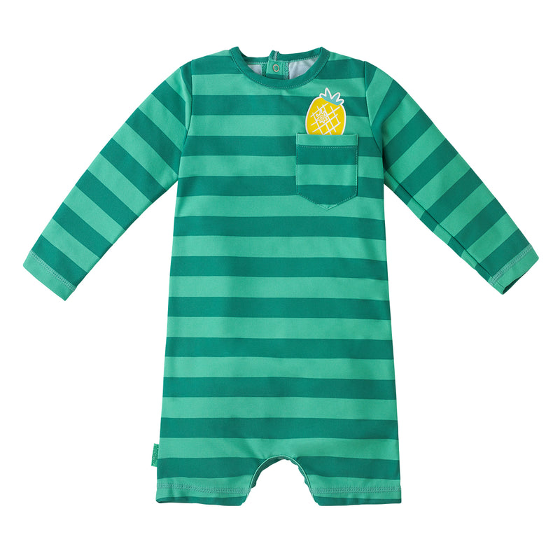 Baby boy's onesie in pineapple rugby stripe|pineapple-rugby-stripe