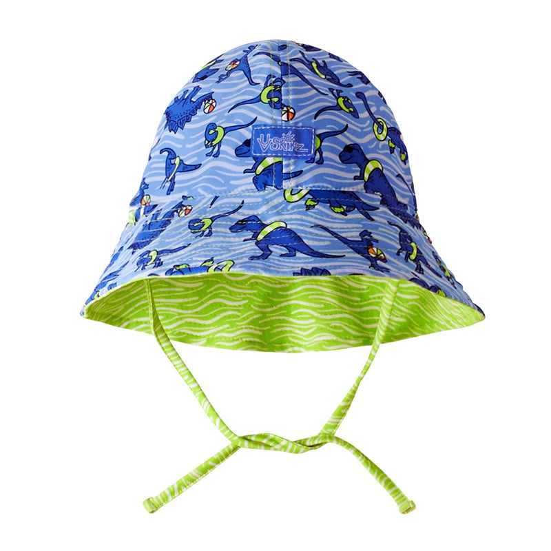 Baby Boy's Reversible Sun Hat in Dino Pool Party|dino-pool-party