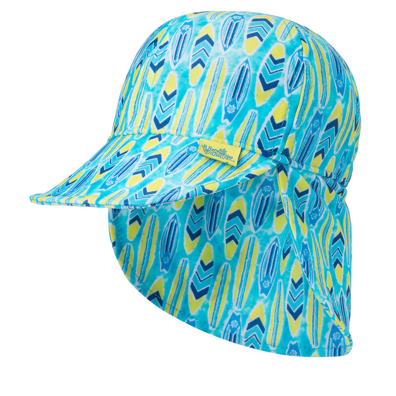 Close Up of the Baby Boy's Swim Flap Hat in Lime Punch Surfboard|lime-punch-surfboard