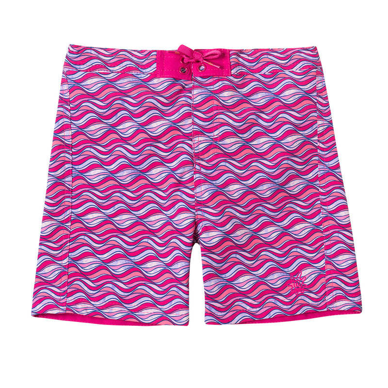 Girl's Board Shorts in Pink Waves|pink-waves
