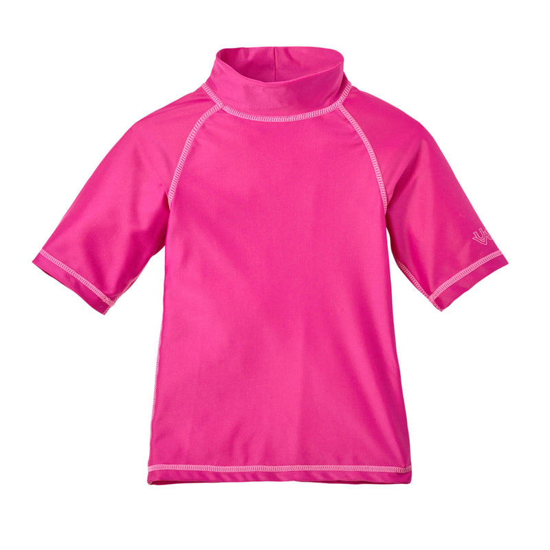 Kid's short sleeve swim shirt in hot pink|hot-pink