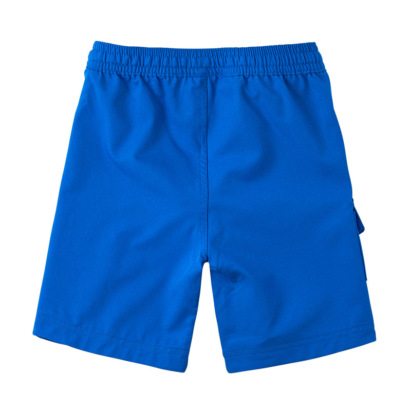 Back View of the Boy's Classic Board Shorts in Royal|royal