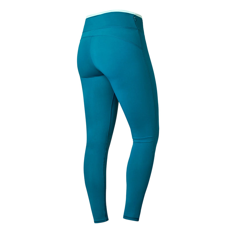 Back View of the Women's Active Sport Swim Tights in Dark Teal|dark-teal