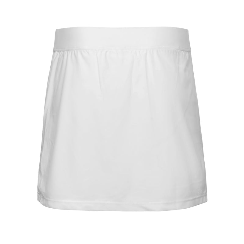 back of the women's active swim skirt in white|white