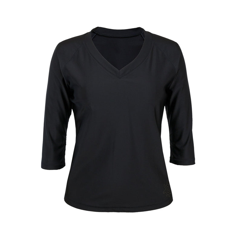 Women's V-Neck Sun & Swim Shirt in Black|black