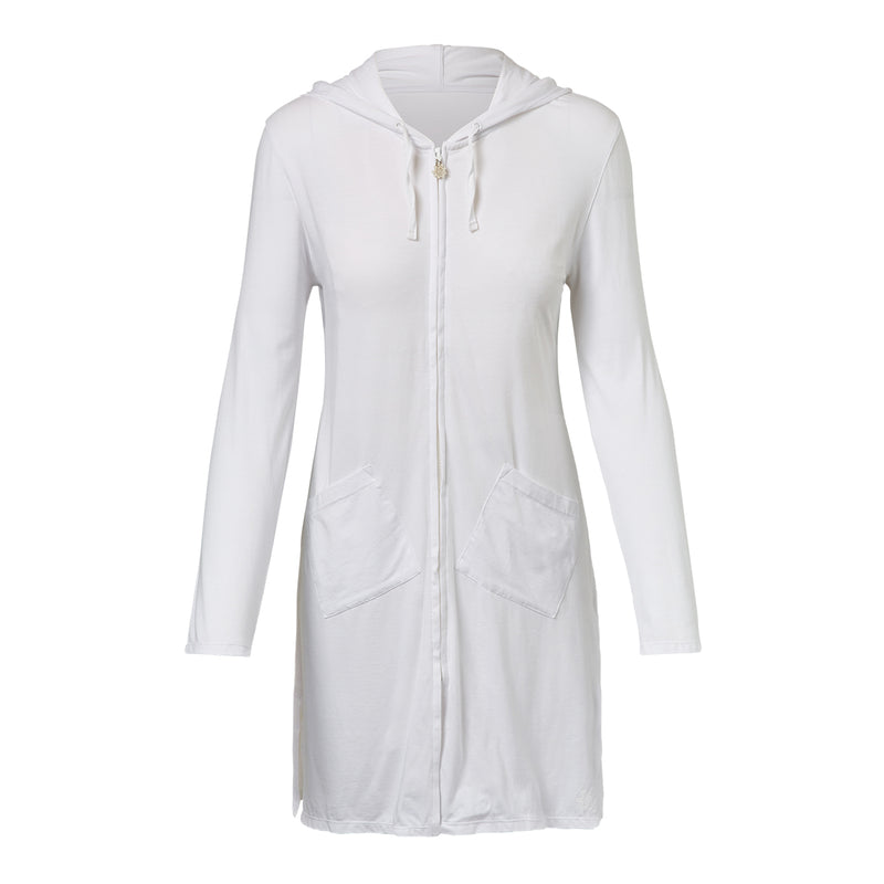 Women's Full Length UPF Jacket in White|white