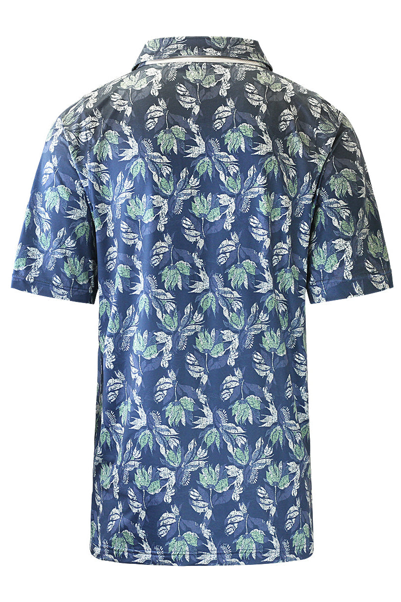 back of the men's short sleeve polo in vintage tropica|vintage-tropical