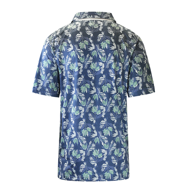 back of the men's short sleeve polo in vintage tropica|vintage-tropical