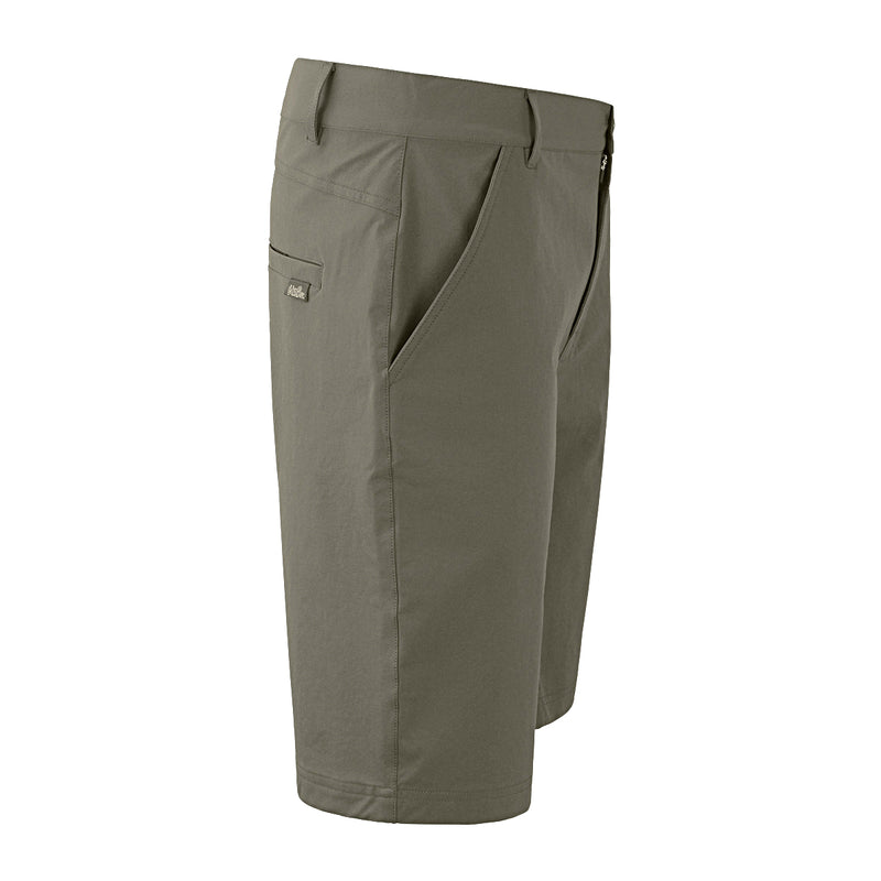 side view of the men's UPF shorts in deep olive|deep-olive