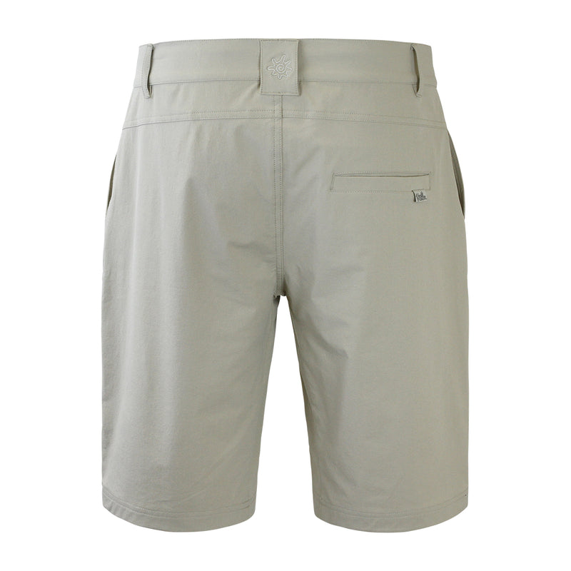 back of the men's UPF shorts in stone|stone