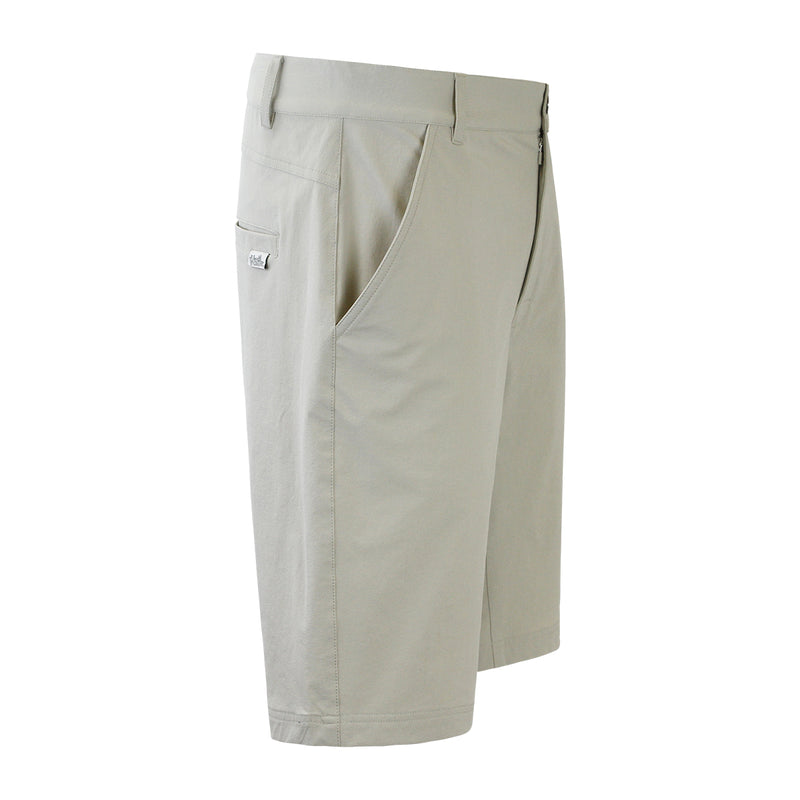 side view of the men's UPF shorts in stone|stone