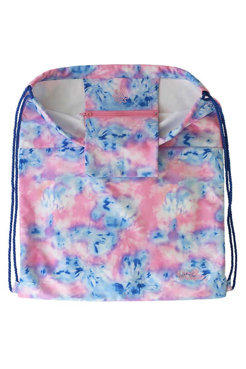 Inside View of the Kid's Swim Bag in Light Pink Tie Dye|light-pink-tie-dye