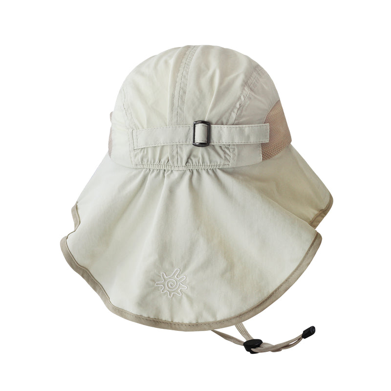 back of the wide brim sun shade hat in cream tan|cream-tan