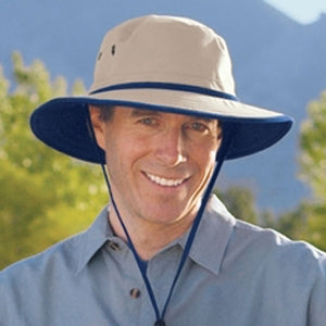 men's explorer sun hat with UPF 50+|camel-navy
