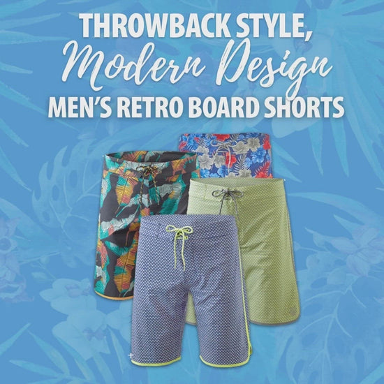 Men's retro board shorts highlights