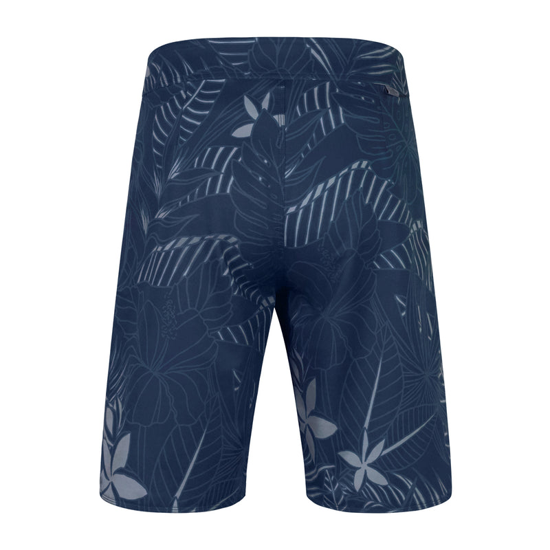 back of the men's board shorts in midnight oasis|midnight-oasis