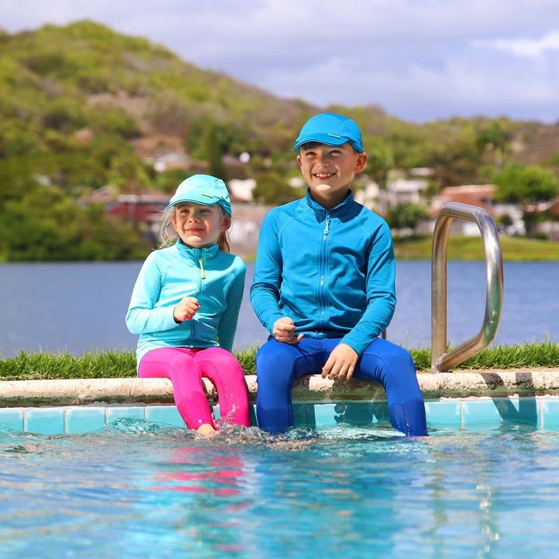 Kids in UV Skinz's Kid's Active Fleece Hat in Scuba Blue|scuba-blue