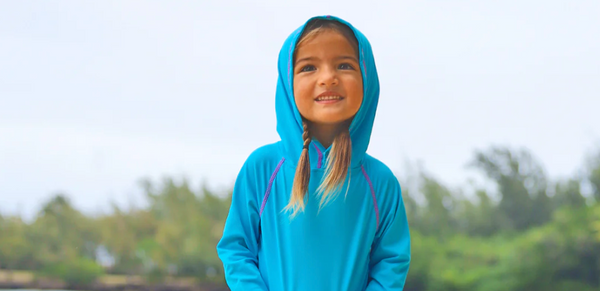 Little girl in a UPF jacket for fall