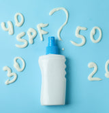 Sunscreen bottle with SPF numbers