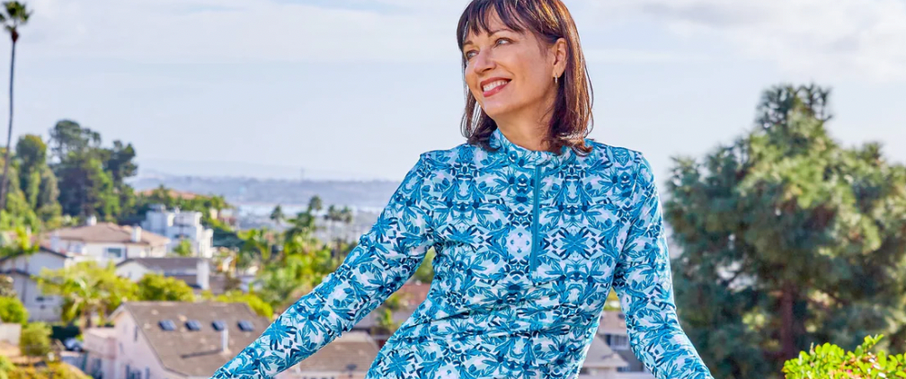 Mom in modest swimwear