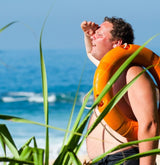 sunburned man