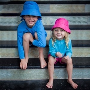 Kids wearing UPF hats to school