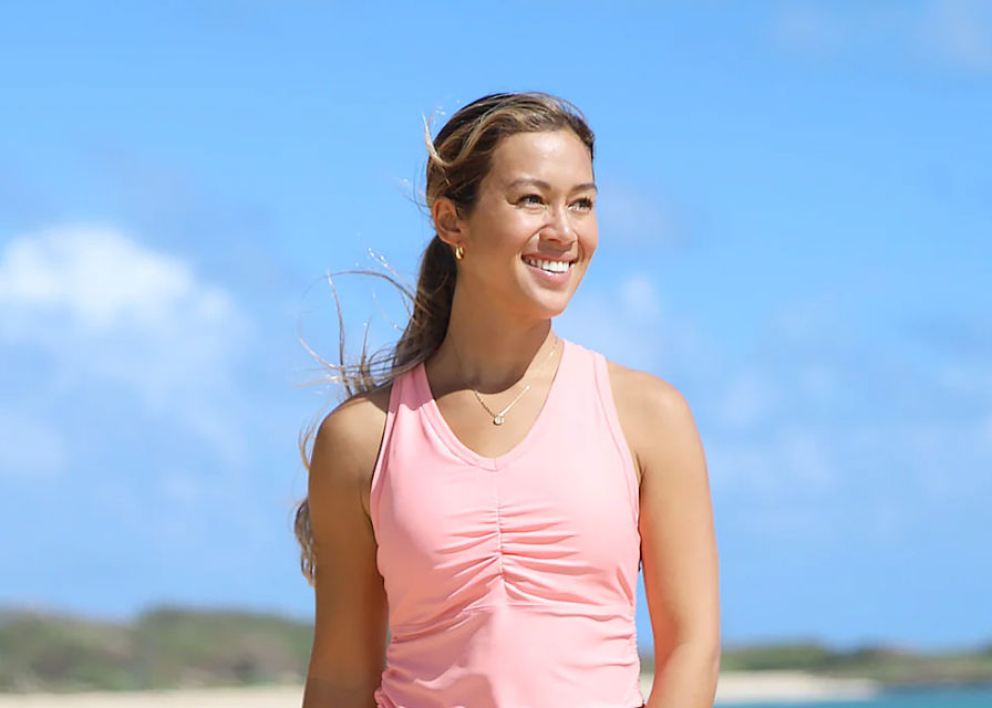 woman in a swimsuit that fits her body type