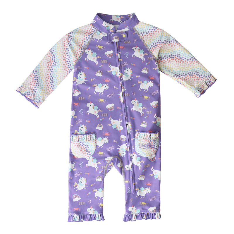 baby girls long-sleeve swimsuit in soaring unicorns|soaring-unicorns