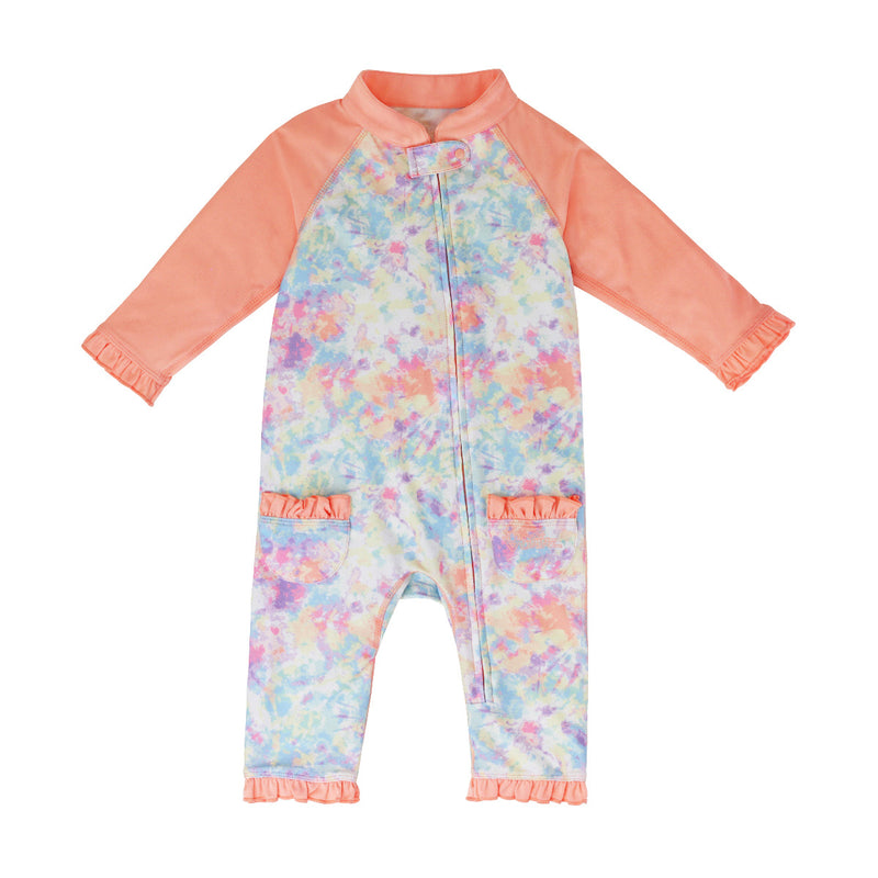 baby girls long-sleeve swimsuit in tie dye splash|tie-dye-splash